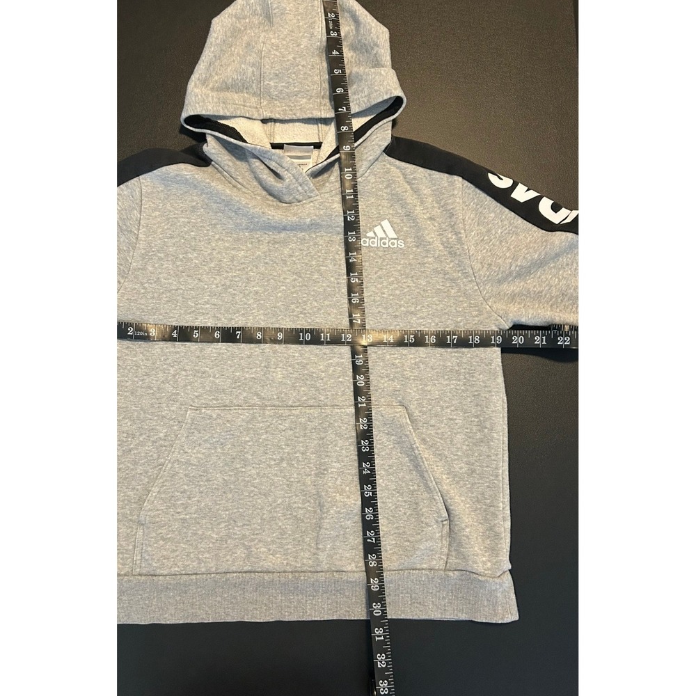Adidas Boys Gray Pullover Hoodie Sweatshirt Size Large 14/16 Heather Gray 1518 - Picture 3 of 11